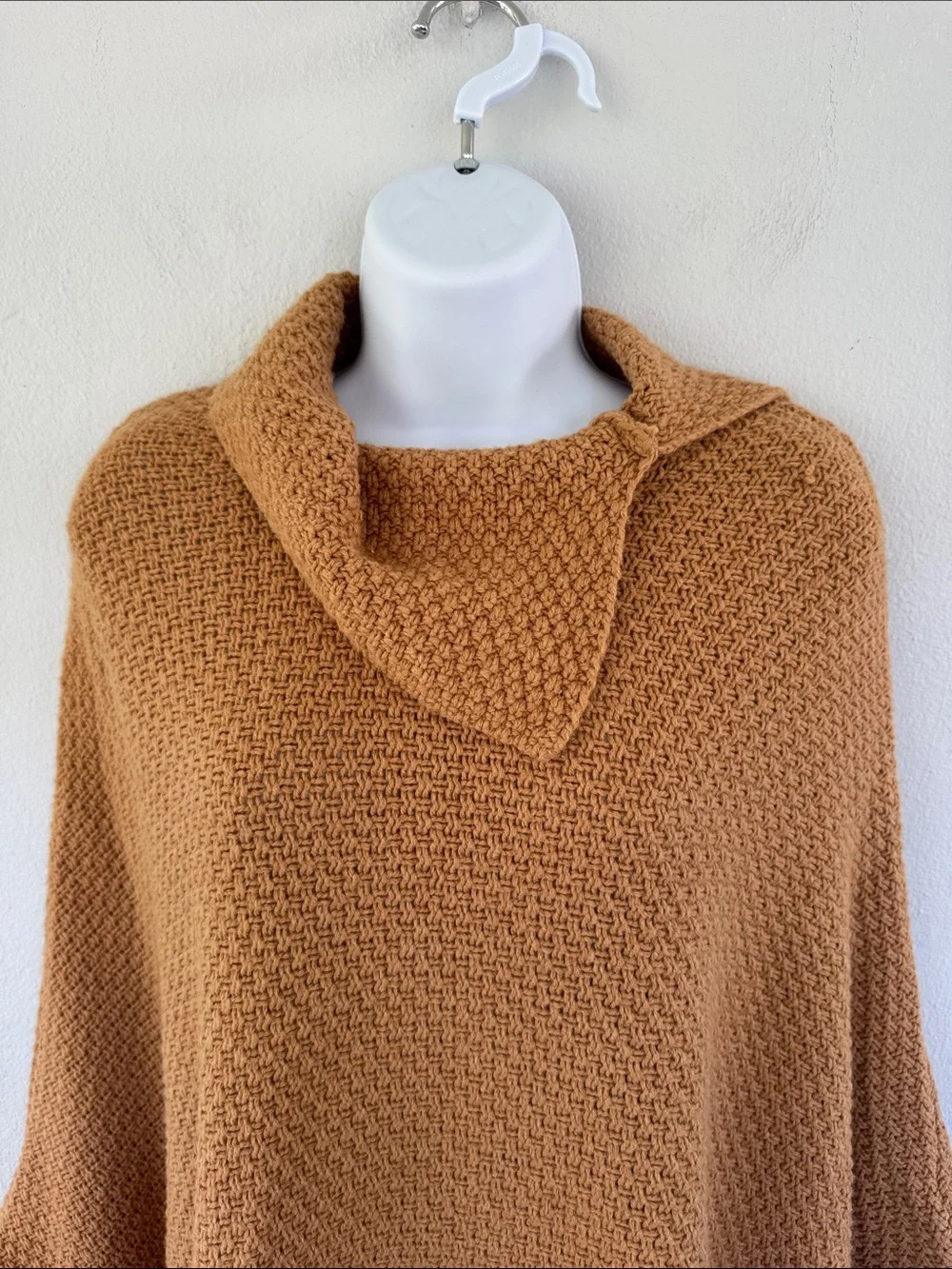 Coldwater Creek brown wool blend tassel fringe poncho sweater one size